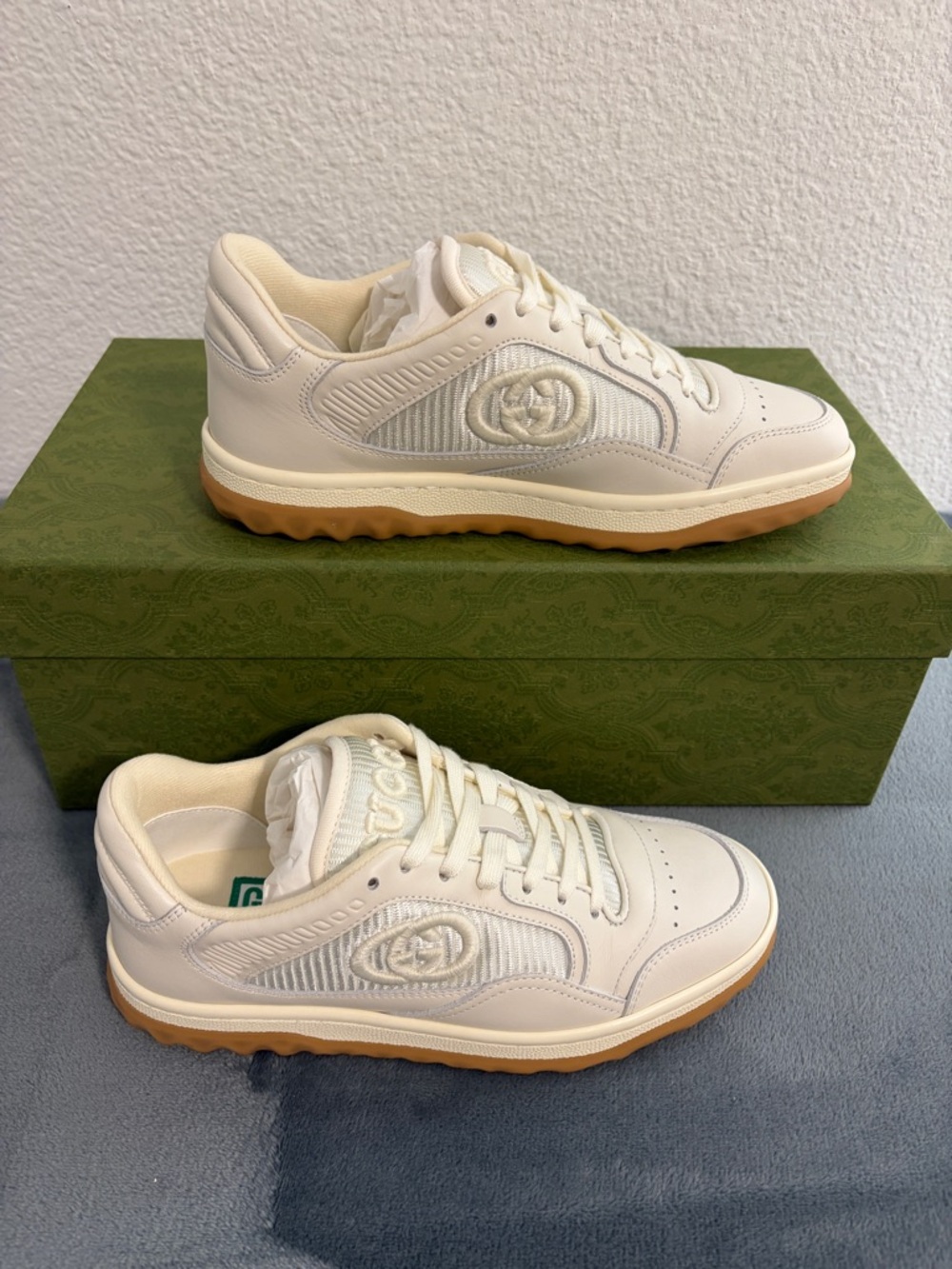 Brand New Women’s Gucci MAC80 Embroidered Sneakers ‘White Gum’ Sz 35+ (US 5.5)